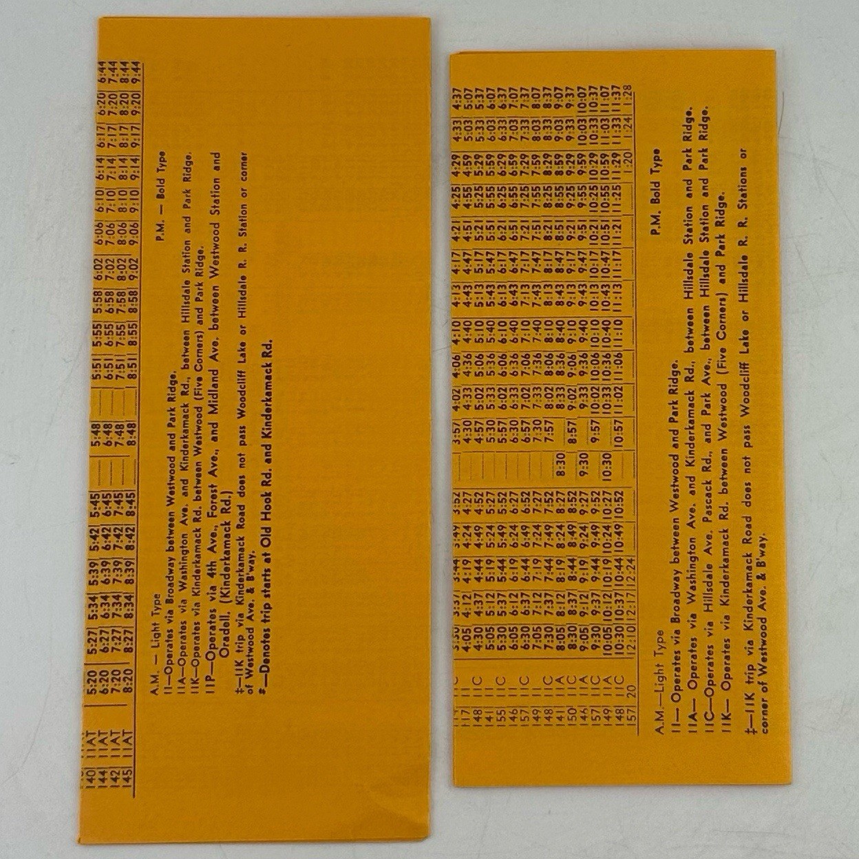 Red & Tan Lines Route 11 Timetable Lot Issue 28 & 12 Spring Valley GWB NYC 1970