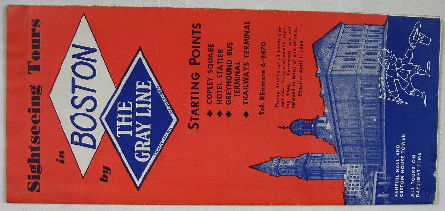 Vintage April 1 1958 Sightseeing Tours Boston The Gray line Bus