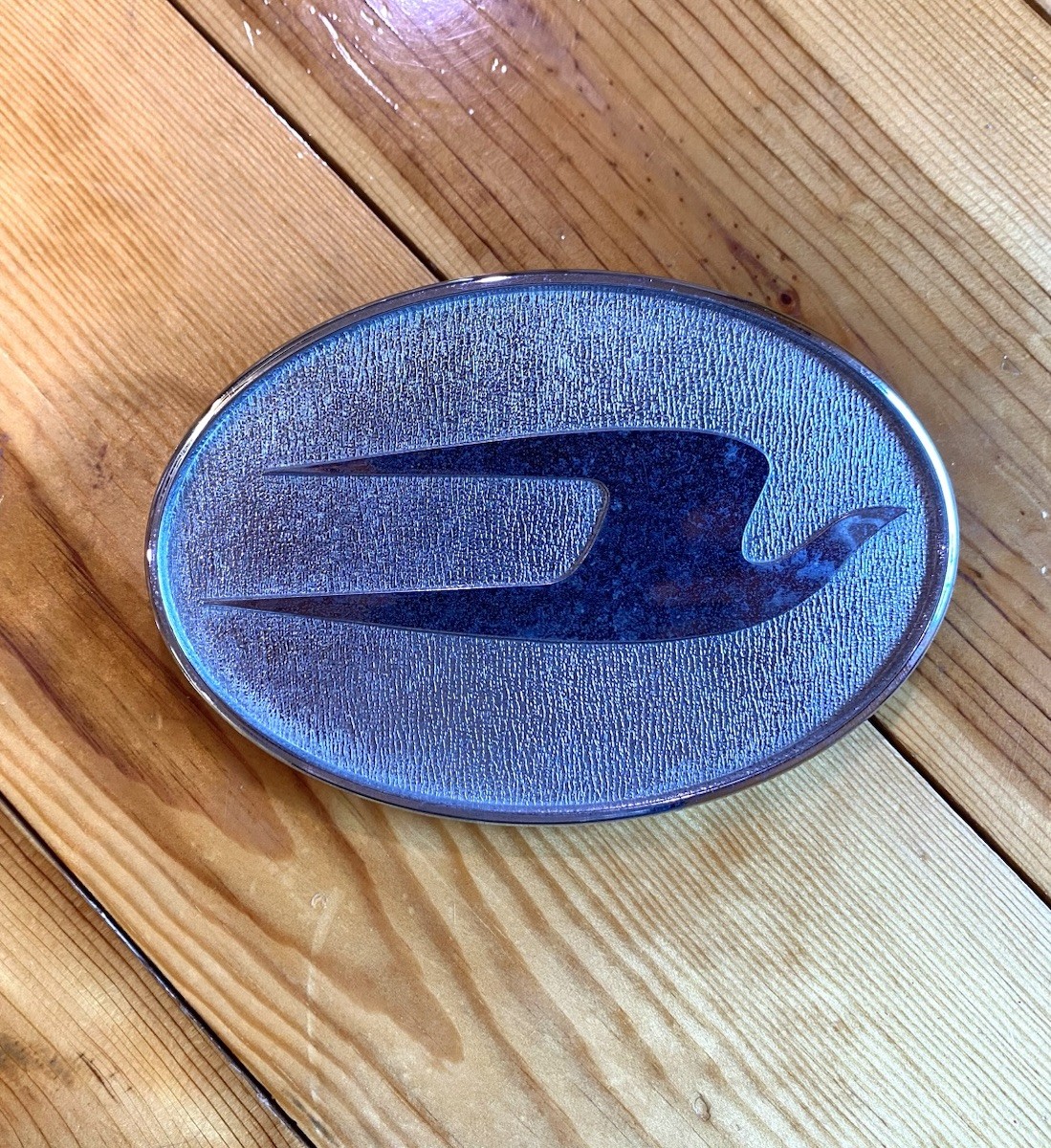 Vintage Blue Bird School Bus Plastic Front Sign Badge Emblem Plaque 6” X 4”