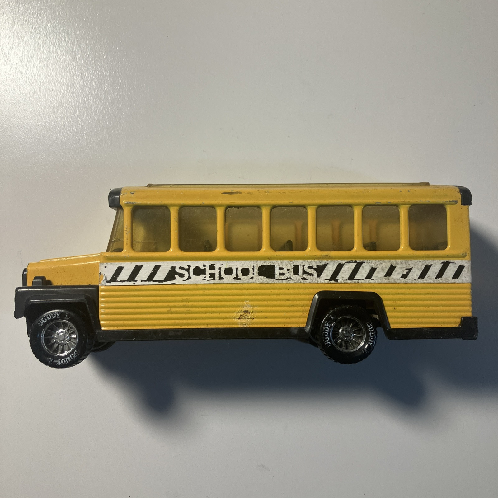 Vintage Buddy L School Bus 9.5″ Open Top Black Wheels Toy Vehicle USED