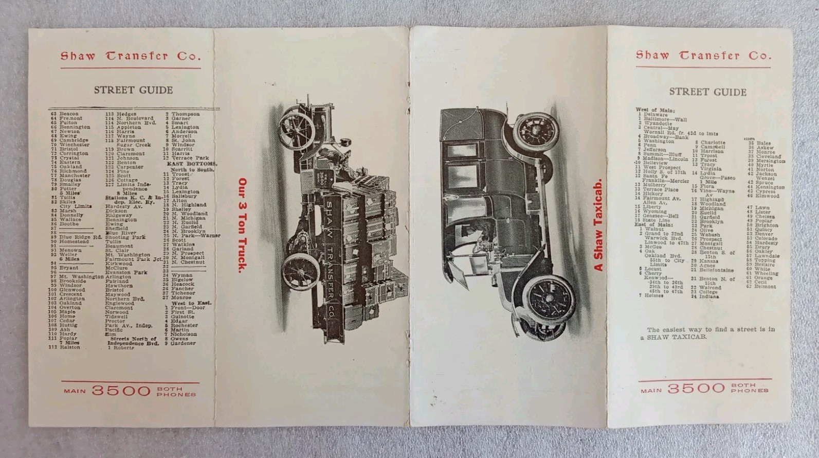 ANTIQUE KANSAS CITY MISSOURI TAXI CAB INFORMATION ADVERTISING BOOKLET W/ MAP