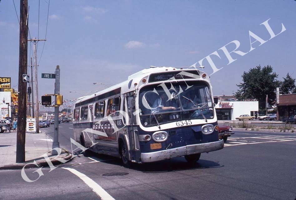 ORIGINAL 1984 NYCTA NEW YORK CITY BUS SLIDE GMC #6345 FLATBUSH AVE BROOKLYN NY