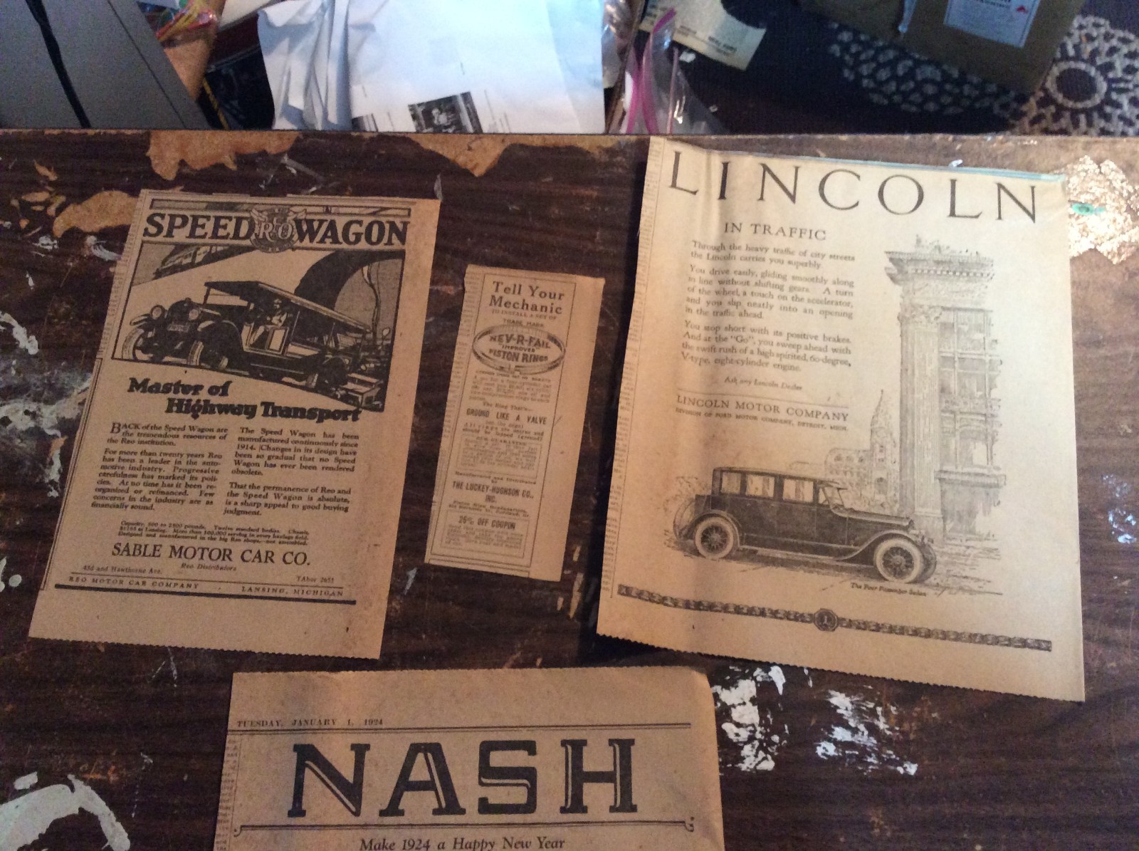 Lot of 14 AUTO CARS Vintage / Antique Newspaper Ads Advertisements Clippings