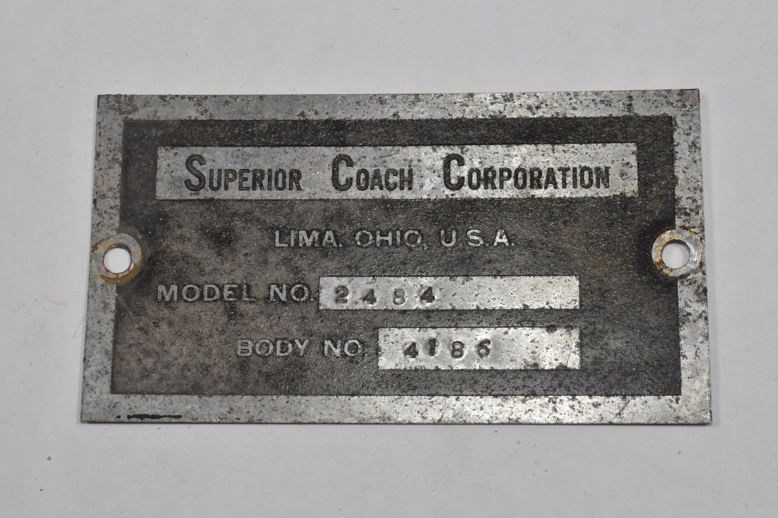 Vintage Superior Co Corporation Lima OH Advertising Tag Emblem Nameplate SIgn