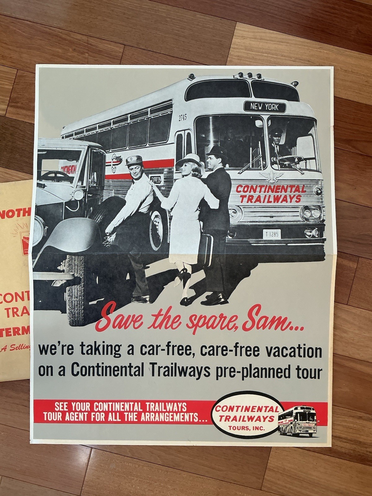 Vtg 1960s Continental Trailways Terminal Posters (3) w/ Rare Bus Mail Envelopes