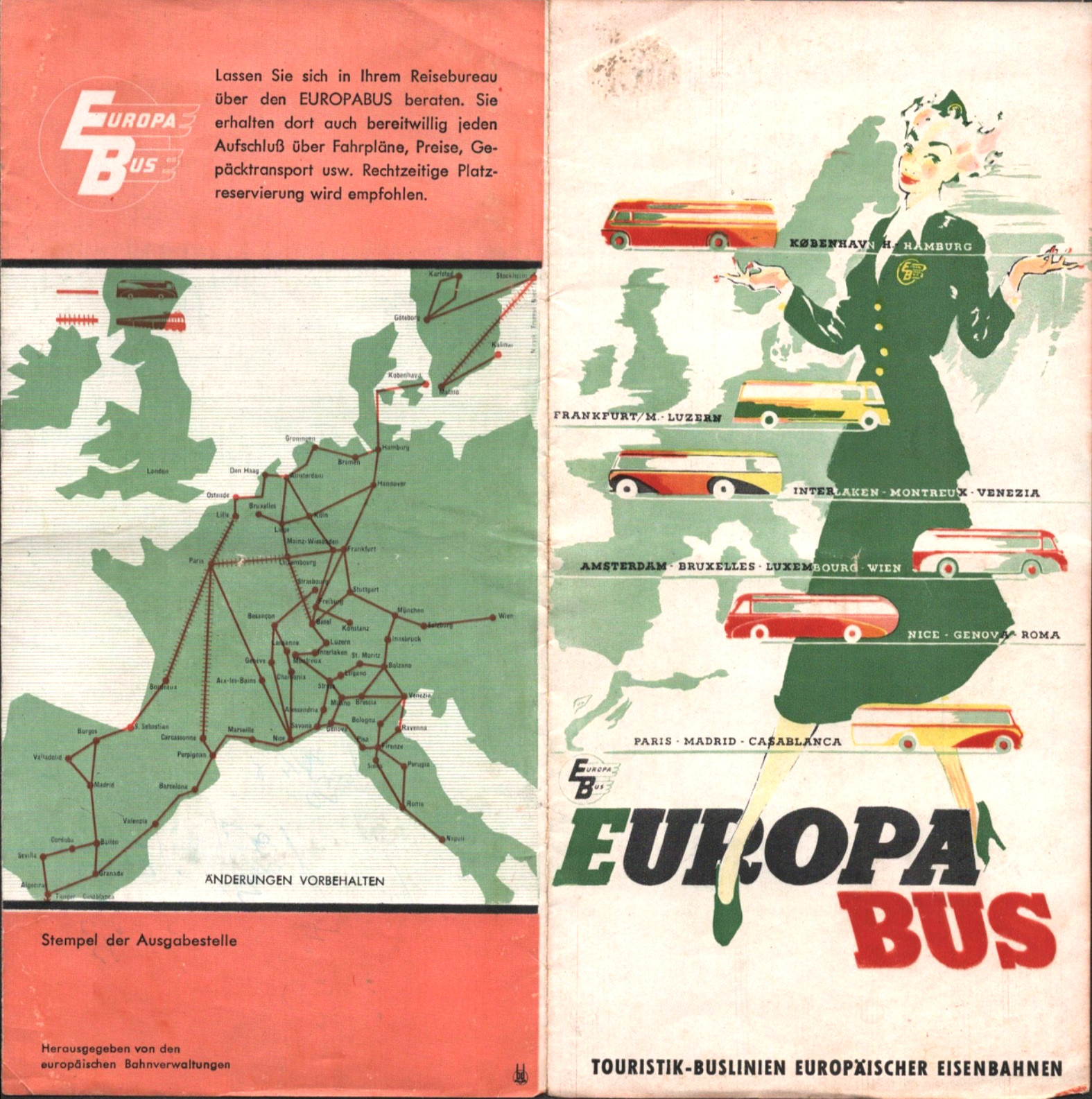 1950s EUROPA BUS vintage European transportation brochure ITALY, GERMANY, FRANCE