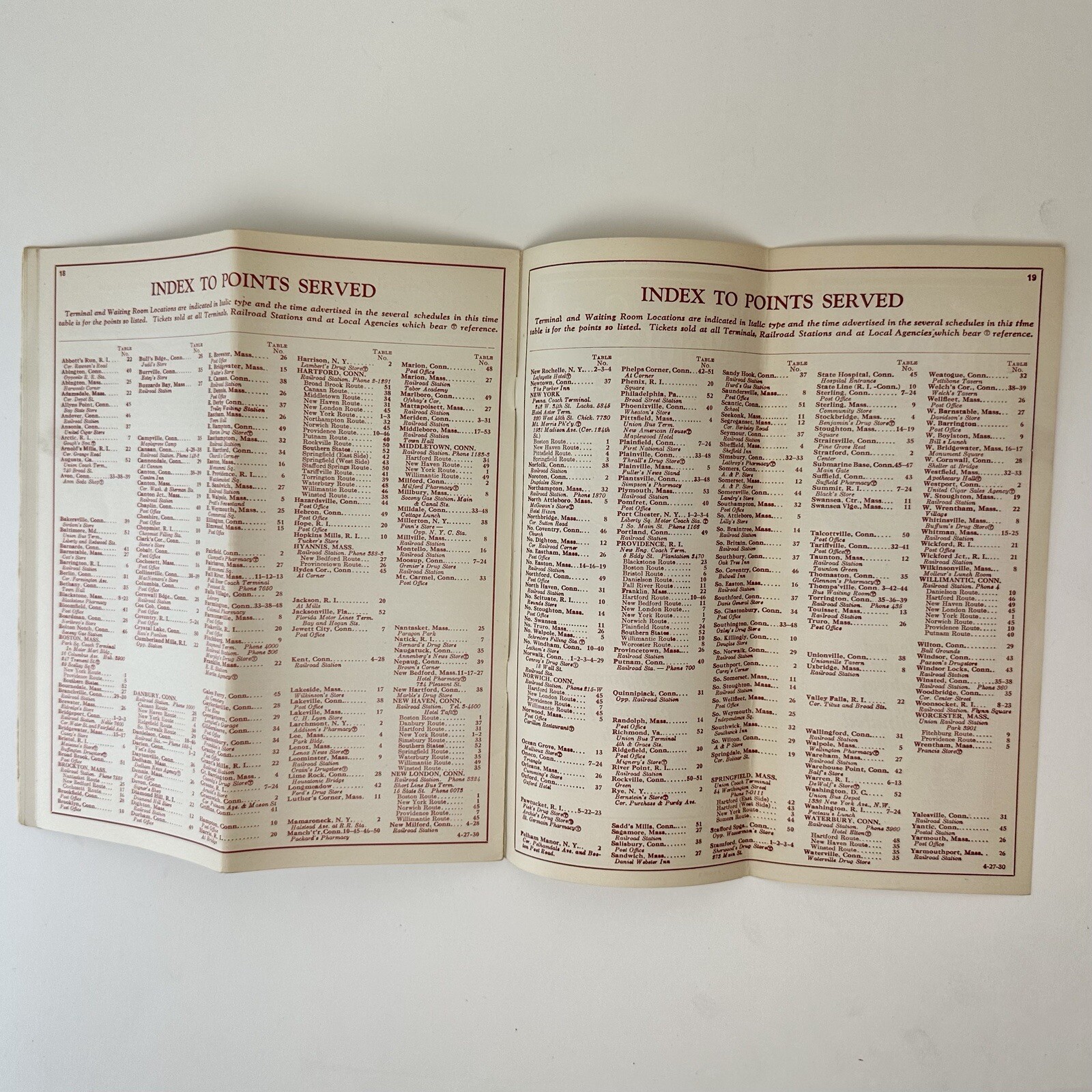 Antique Motor Coach Service New England Transportation Company April 27 1930