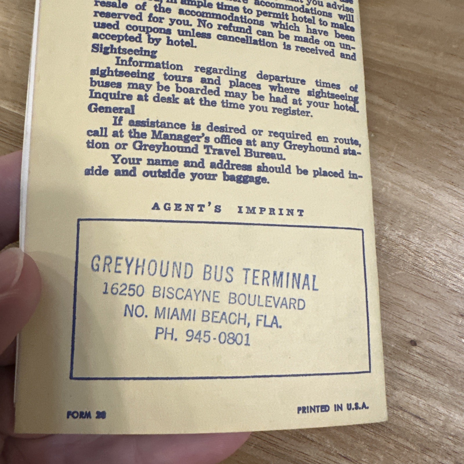 Vintage Greyhound Bus Tour Itinerary Map Ephemera paper North Miami Beach