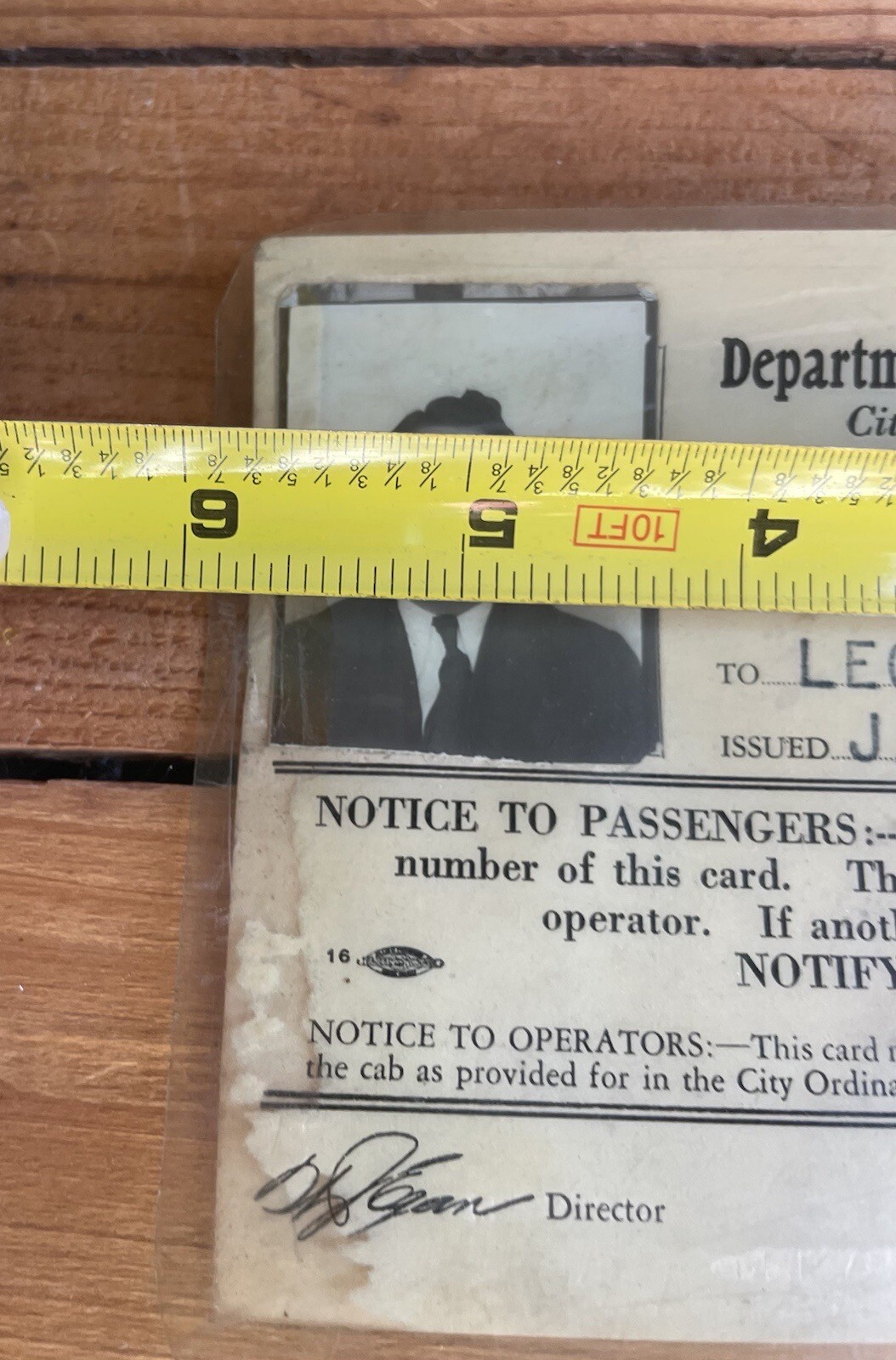 Vintage 1932 Dept Of Public Safety Newark NJ Taxi License With Photo