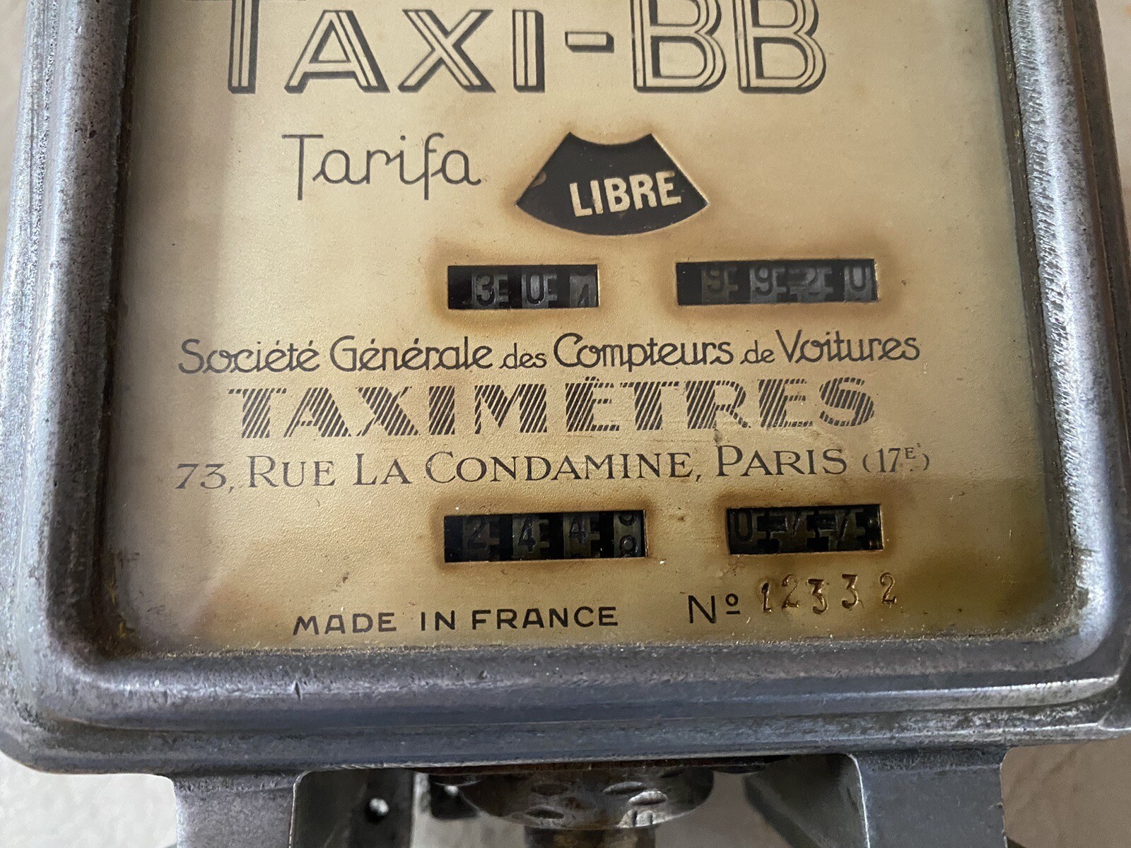 VINTAGE TAXI-BB FARE METER FRENCH TAXIMETRE NICE ANTIQUE WORKING CONDITIONS