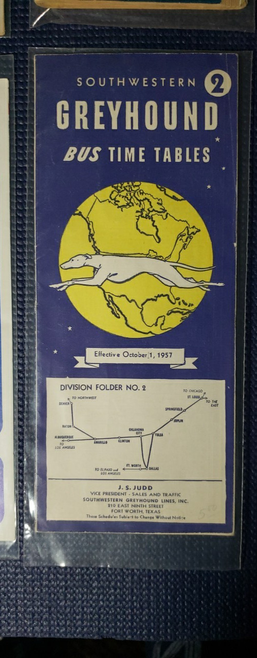 Greyhound Bus Lines Timetables – 1948 – 1952 – 1957 – 1980 – Lot of 4
