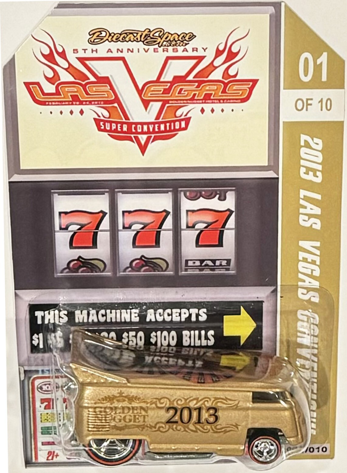 Gold VW Drag Bus Custom Hot Wheels 2013 Las Vegas Convention Series w/RR 1/10