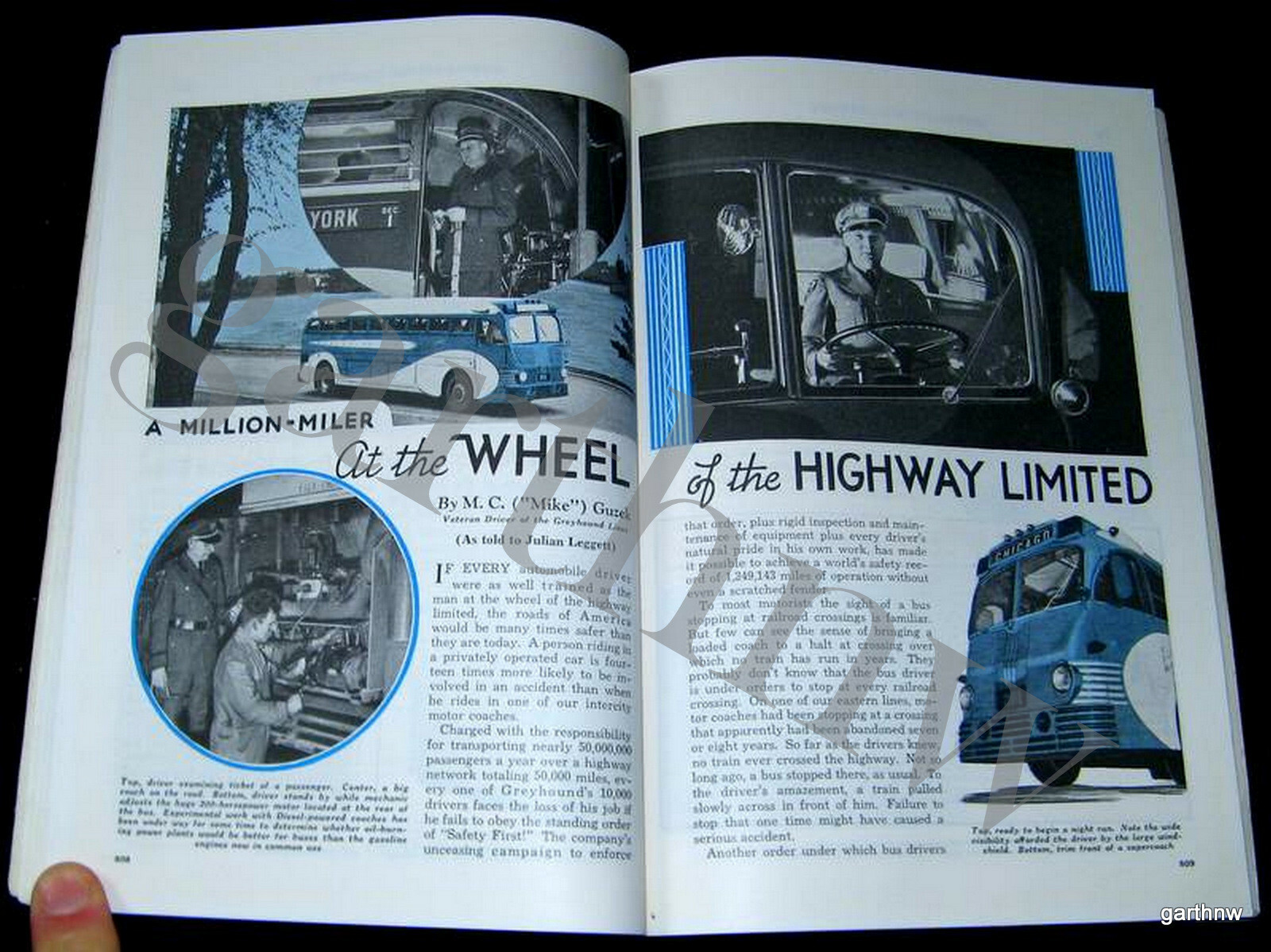 GREYHOUND BUS LINES 1939 DRIVER PASSENGER PICTORIAL MILLION MILER HIWAY LIMITED