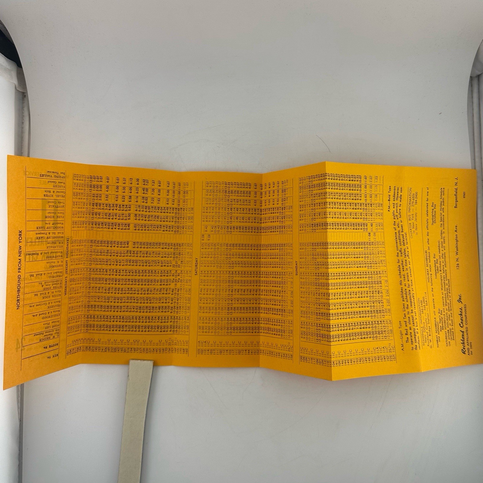 Red & Tan Lines Route 11 Timetable Lot Issue 28 & 12 Spring Valley GWB NYC 1970