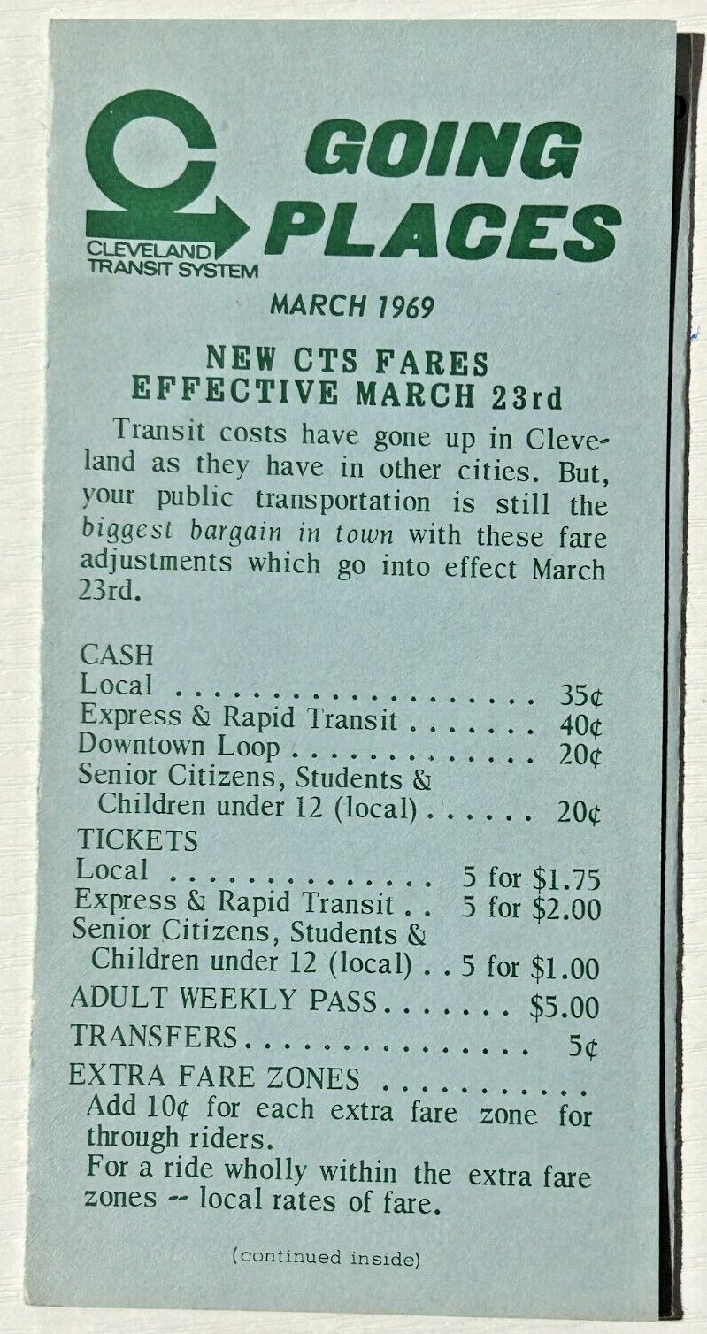 Cleveland Transit CTS Schedule Fares Sportsman’s Show Ad Brochure 1969
