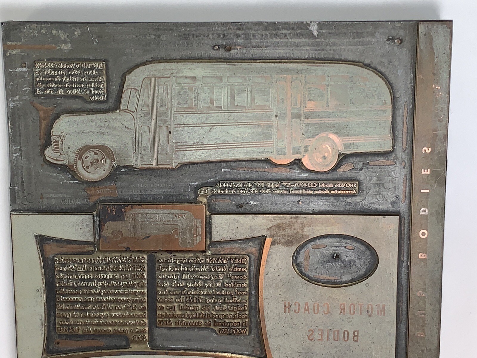 1950’s Wayne Bus Bodies Newspaper Print Block 1/4 Page Plate Motor Coach RARE