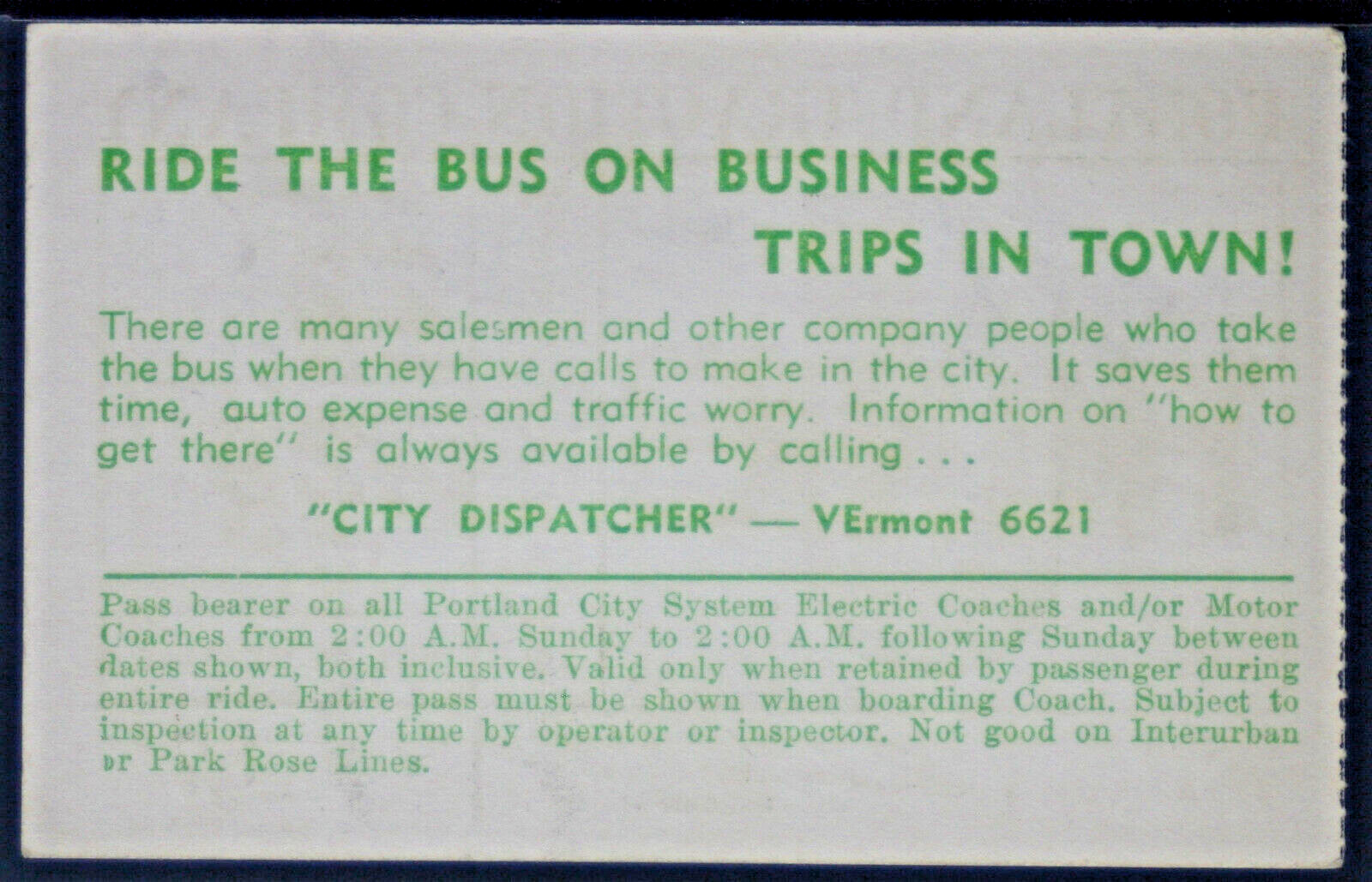 Portland Traction Company Pass Electric / Motor Coach 3/22-3/29 1953 PASS312