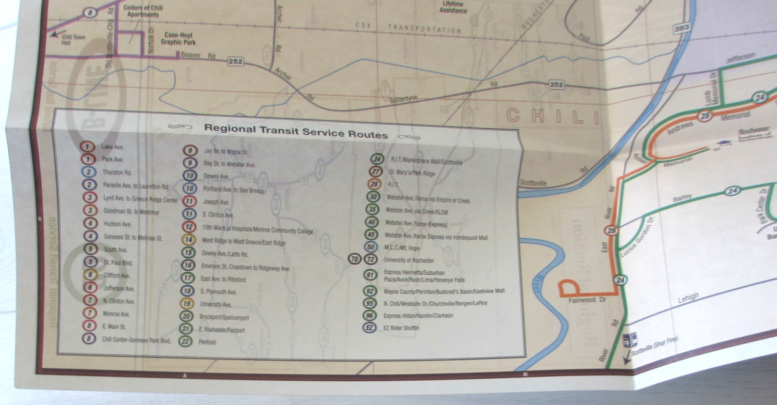 Vintage 1999 Regional Transit Rts Bus System Route Map Guide Rochester New York