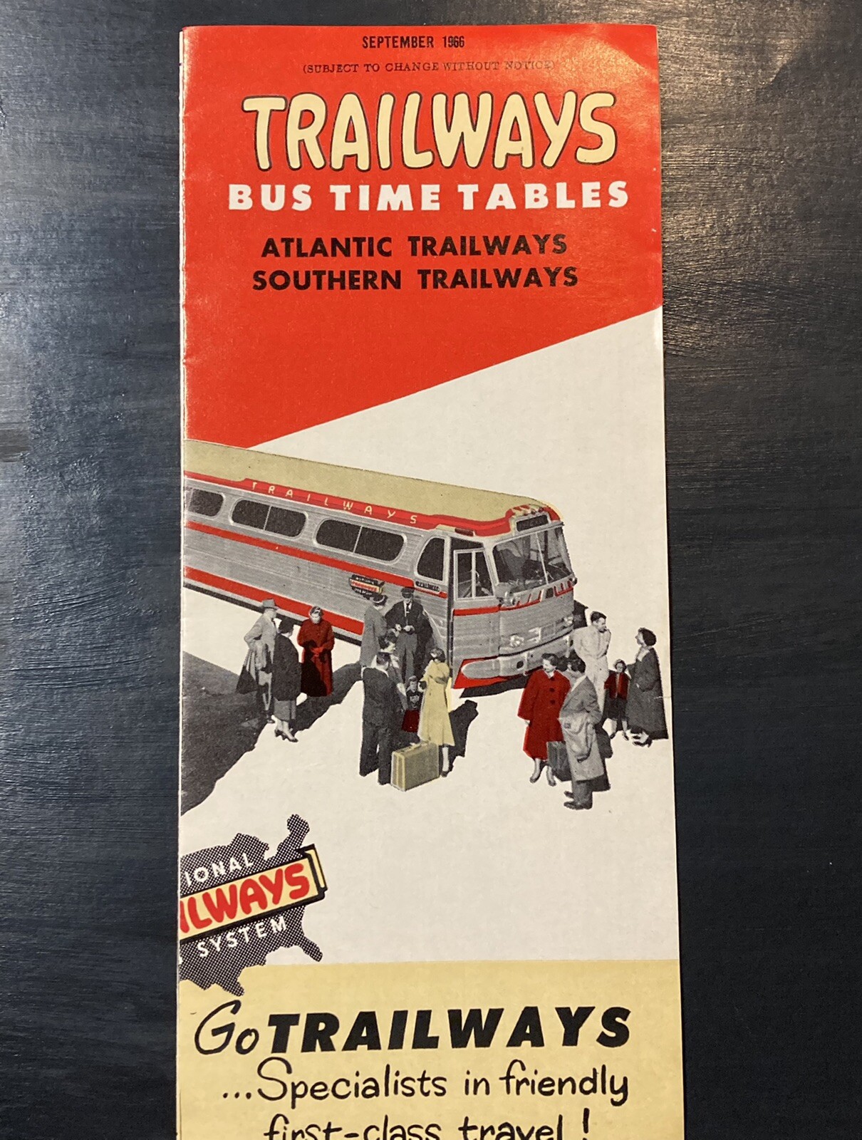 1966 Trailways Bus Time Tables Atlantic Trailways & Southern Trailways Pamphlet