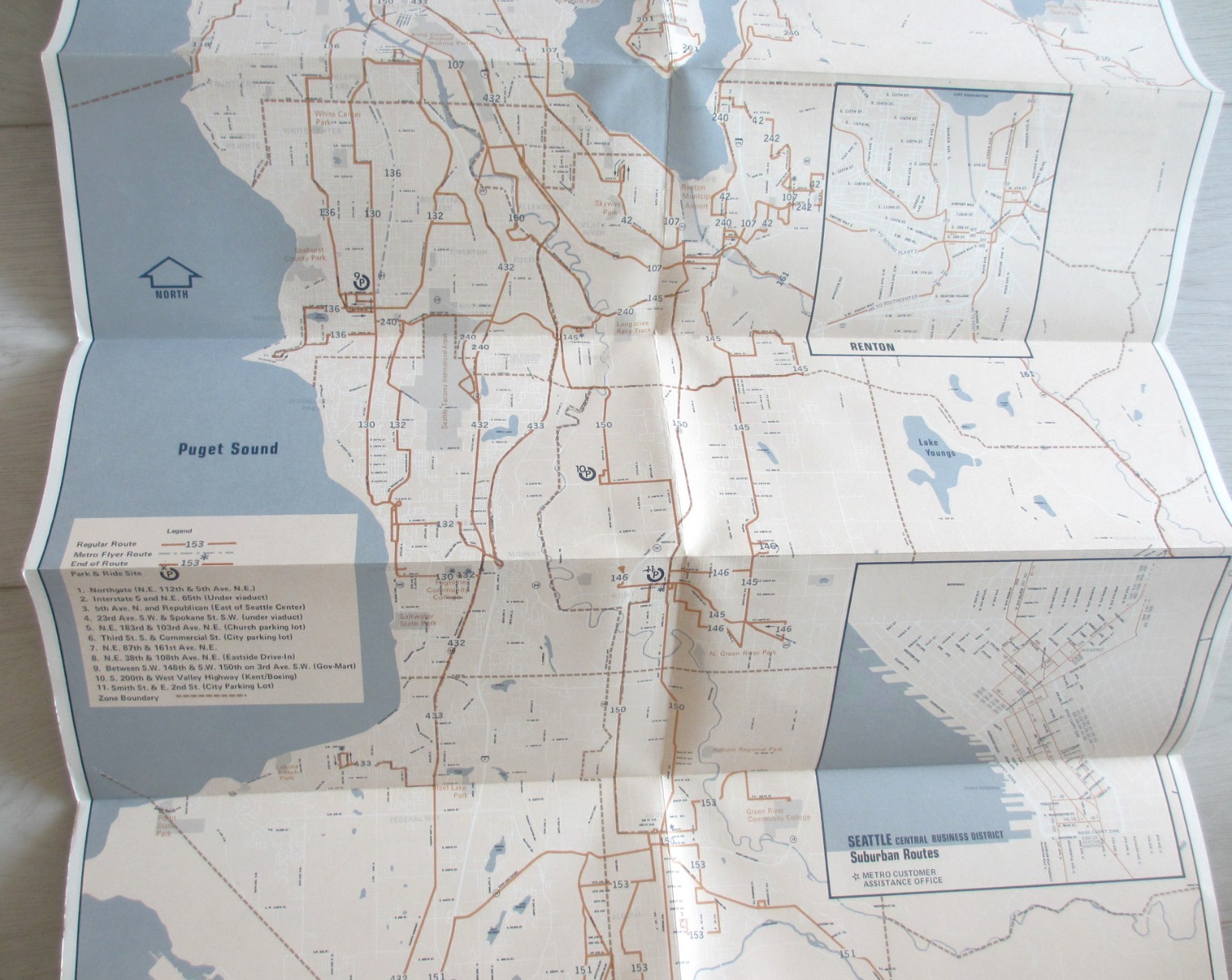 Vintage 1973 Seattle King County Metro Bus Trolleybus System Map Washington WA