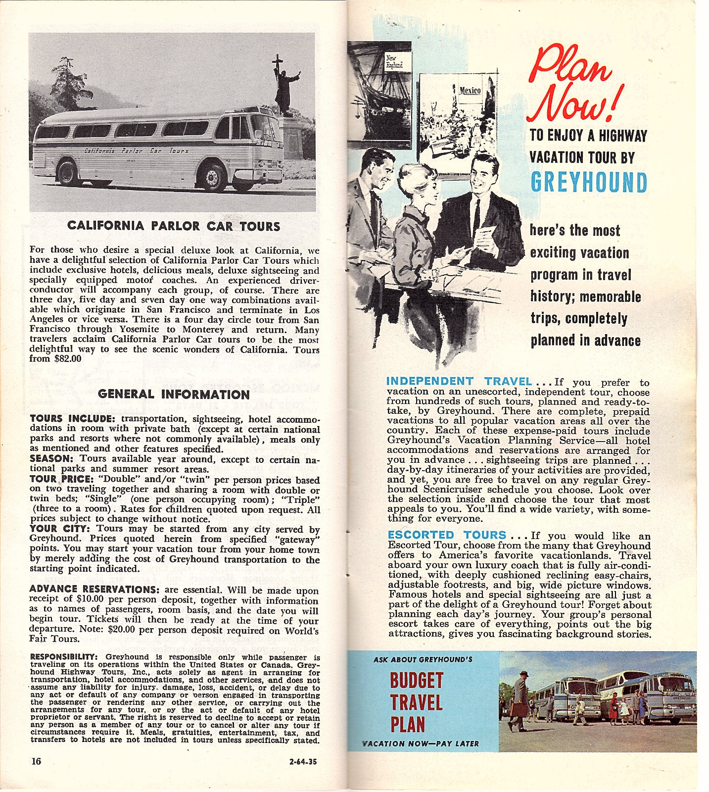 Greyhound Bus 1964 Booklet Amazing America Tours NY Worlds Fair Canada Mexico