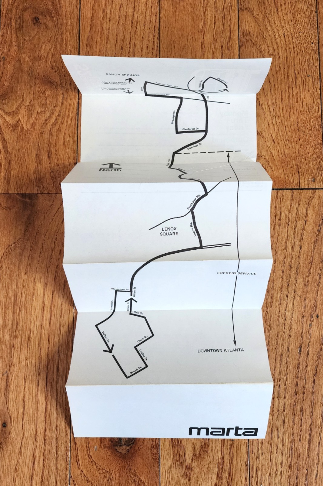 1977 MARTA BUS TIME TABLE SCHEDULE MAP ROUTE 52 ATLANTA GA
