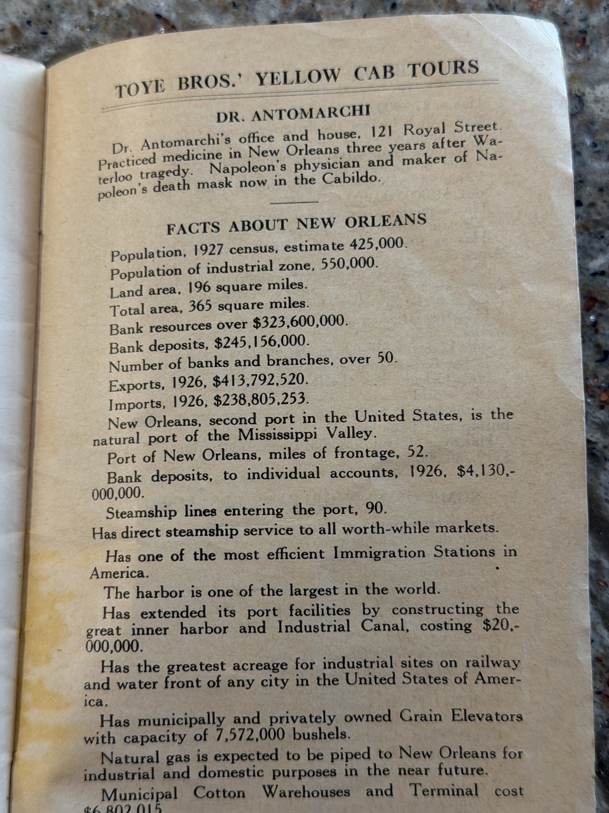 Vintage Travel Brochure 1929 Yellow Cab NEW ORLEANS Sightseeing Tours