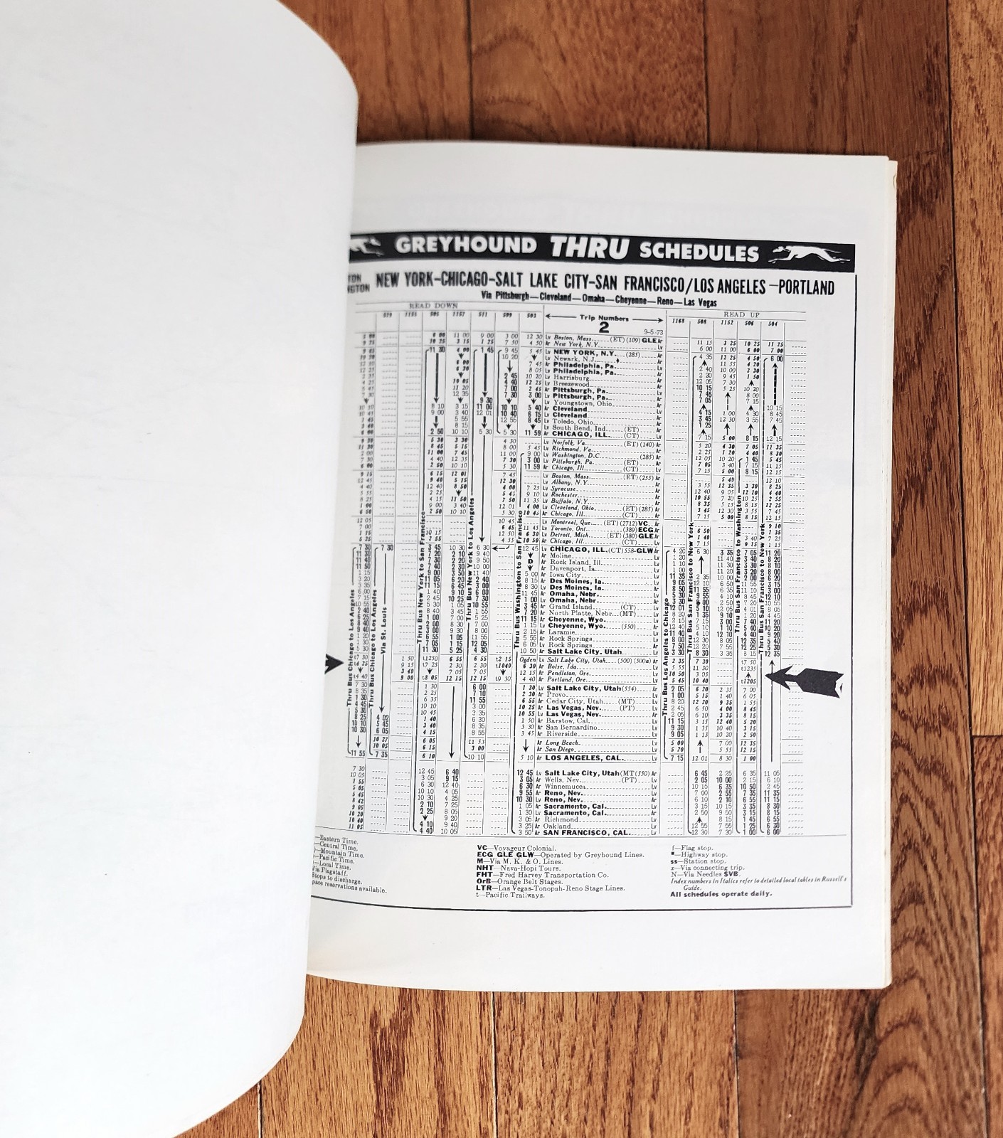 1973 GREYHOUND LINES INC COMPLIANCE MANUAL TIME TABLE MAP