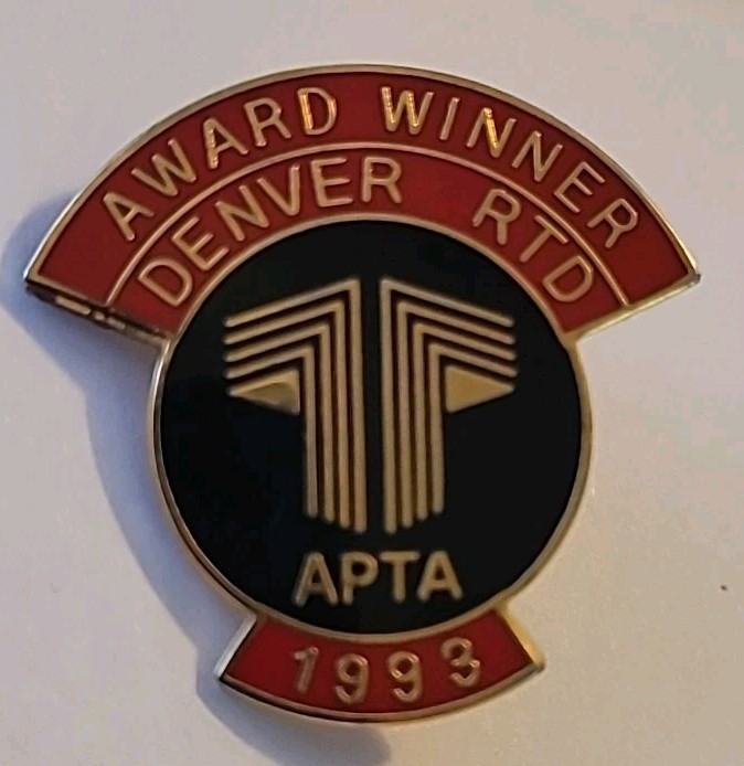 Vtg. APTA Award Winner Denver RTD 1993 Pin