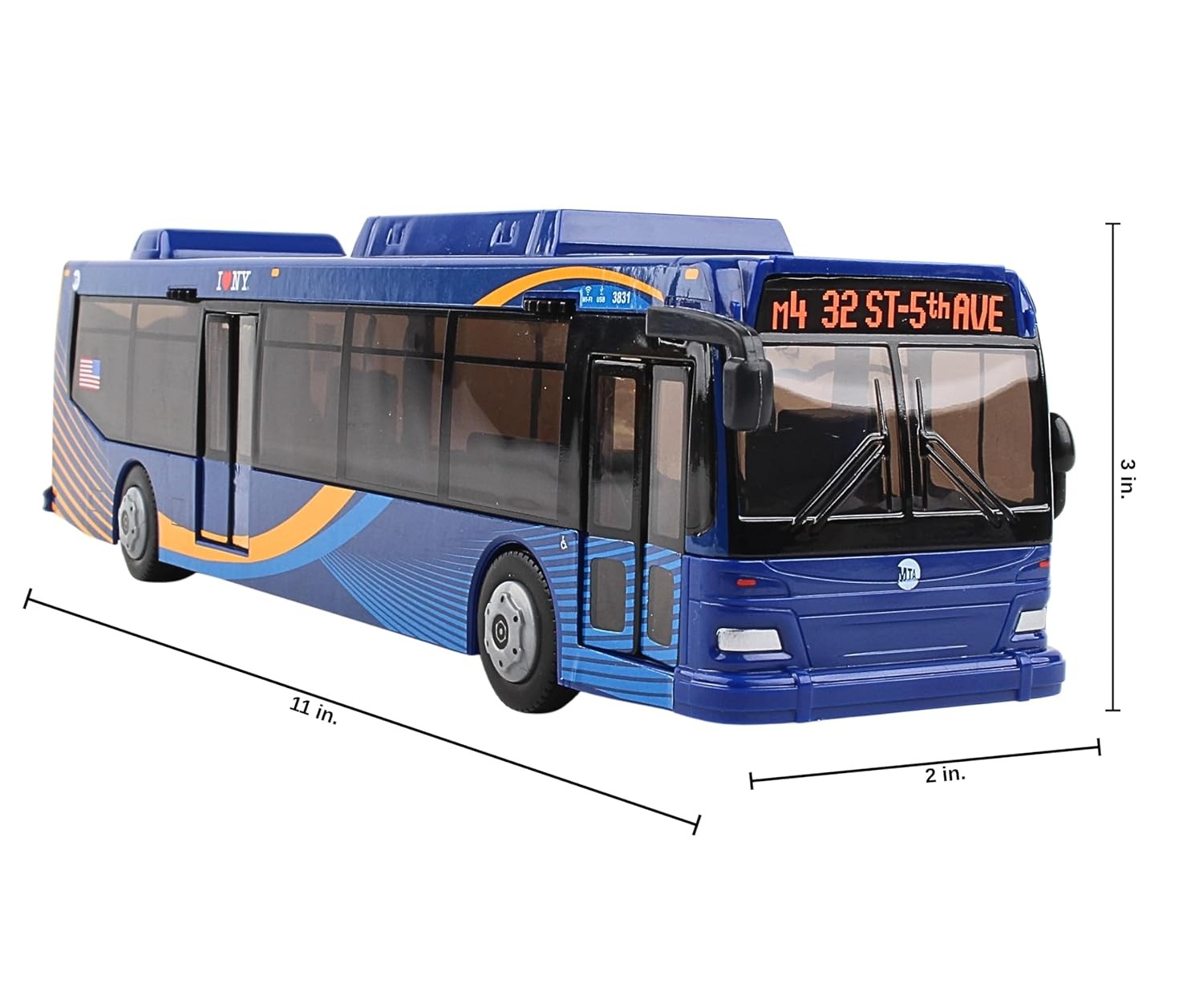 Daron MTA Bus – 11-Inch Single Bus in New Blue Livery – Officially Licensed Fric