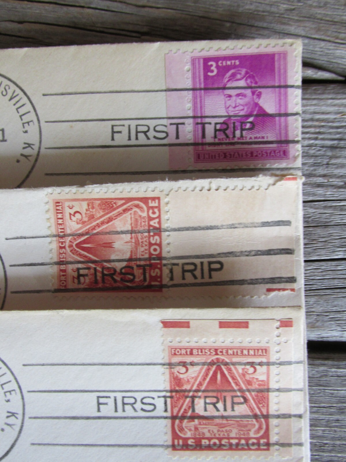 1949 BUS Highway Post Office FIRST TRIP Envelopes Stamps Will Rogers Fort Bliss