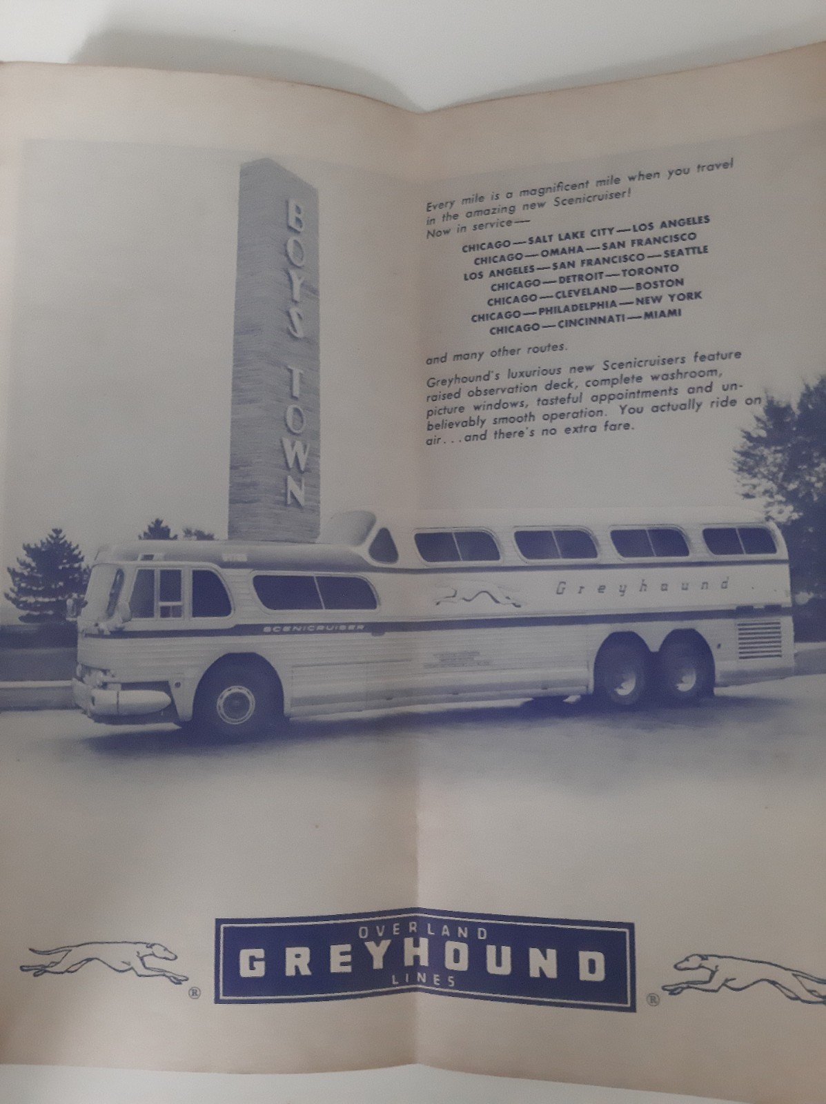VTG January 1955 Greyhound/Overland Bus Time Table Mid-Century Vintage Travel