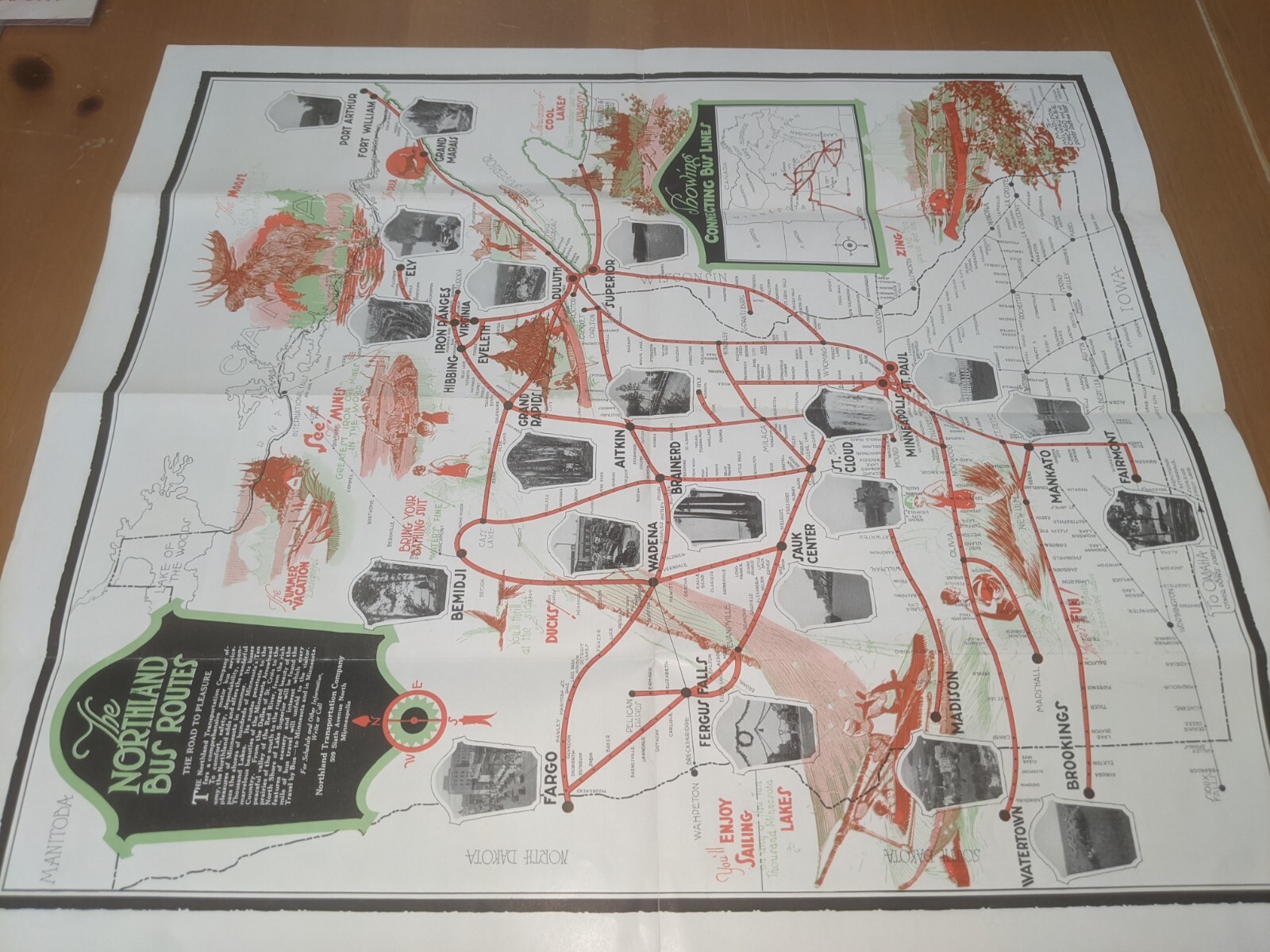 NORTHLAND BUS LINES – MINNESOTA’S FAMOUS PLAYGROUNDS – 1920’S BROCHURE