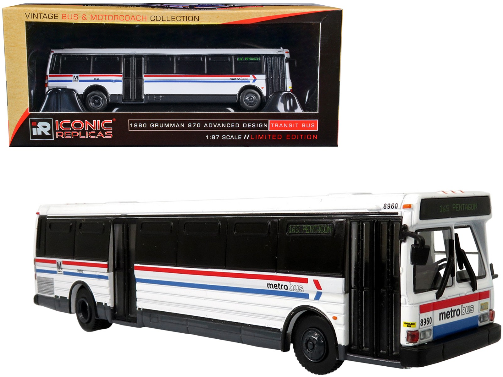 1980 Grumman 870 Advanced Design Transit Bus WMATA Metro Bus 1/87 16S Pentagon