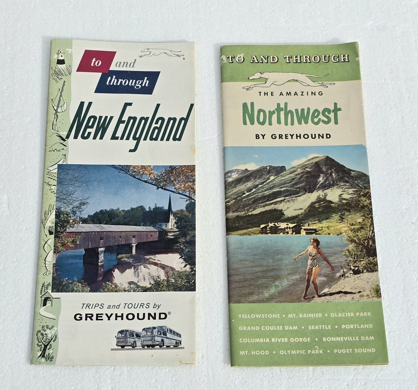 VTG 1950’s 1956 GREYHOUND Bus Brochures Trips & Tours Northwest New England