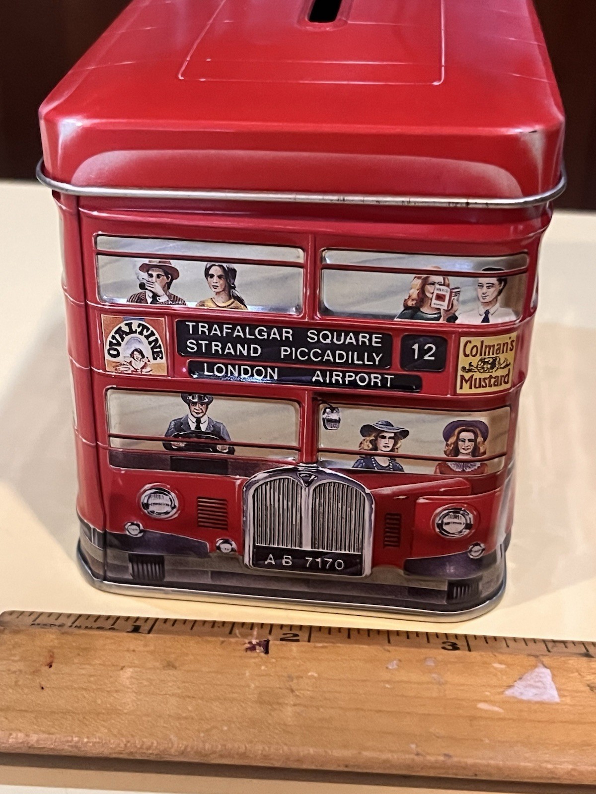 Churchill’s Confectionery London Transport Double Decker Red Bus Tin Container