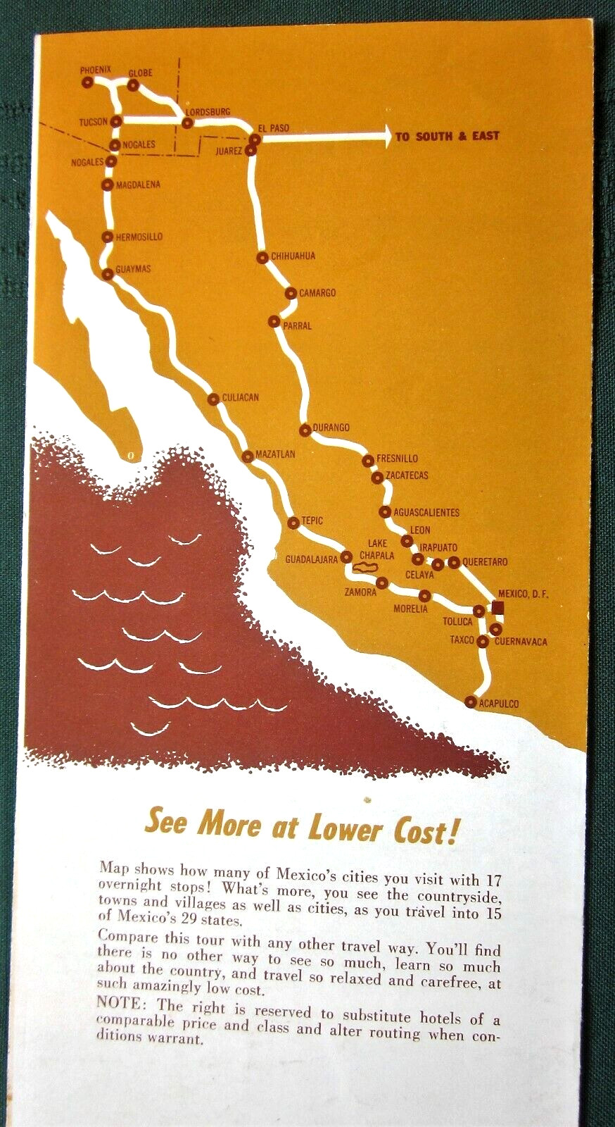 MEXICO – Greyhound Bus Escorted Tours orig 1957 Tourist Brochure