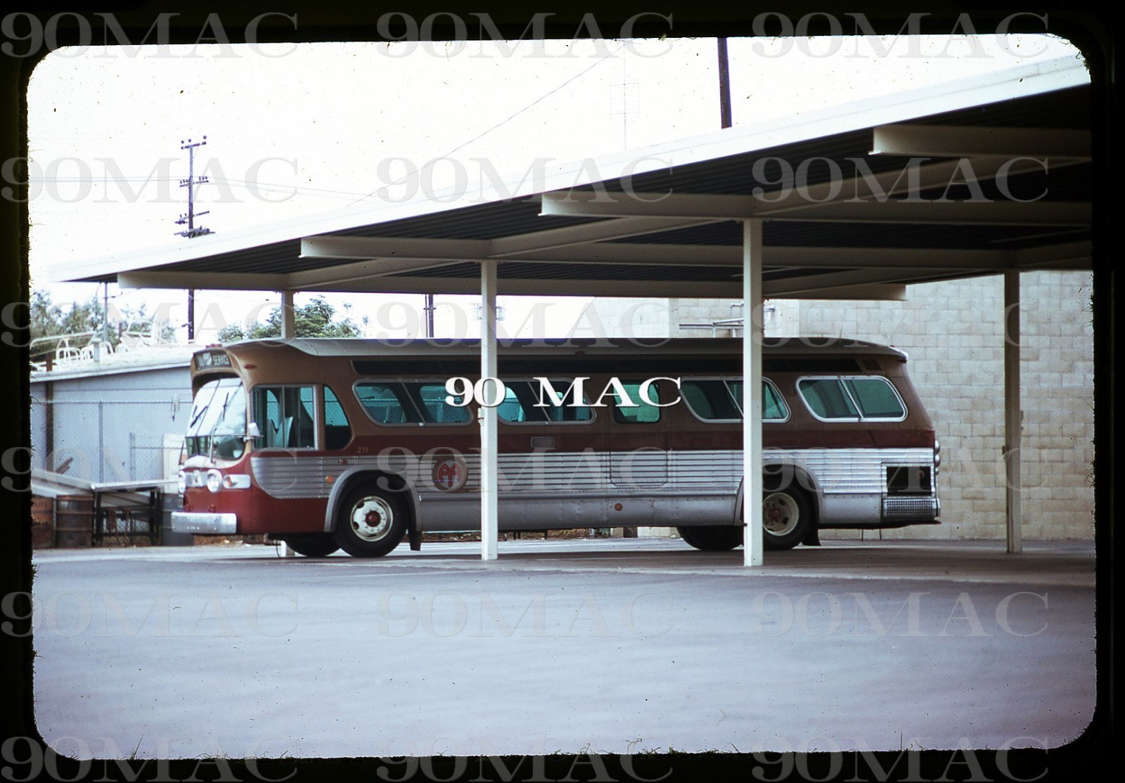 SBMTD. Santa Barbara (CA). GM COACH BUS #211. Original Slide 1972. (A) YARD!