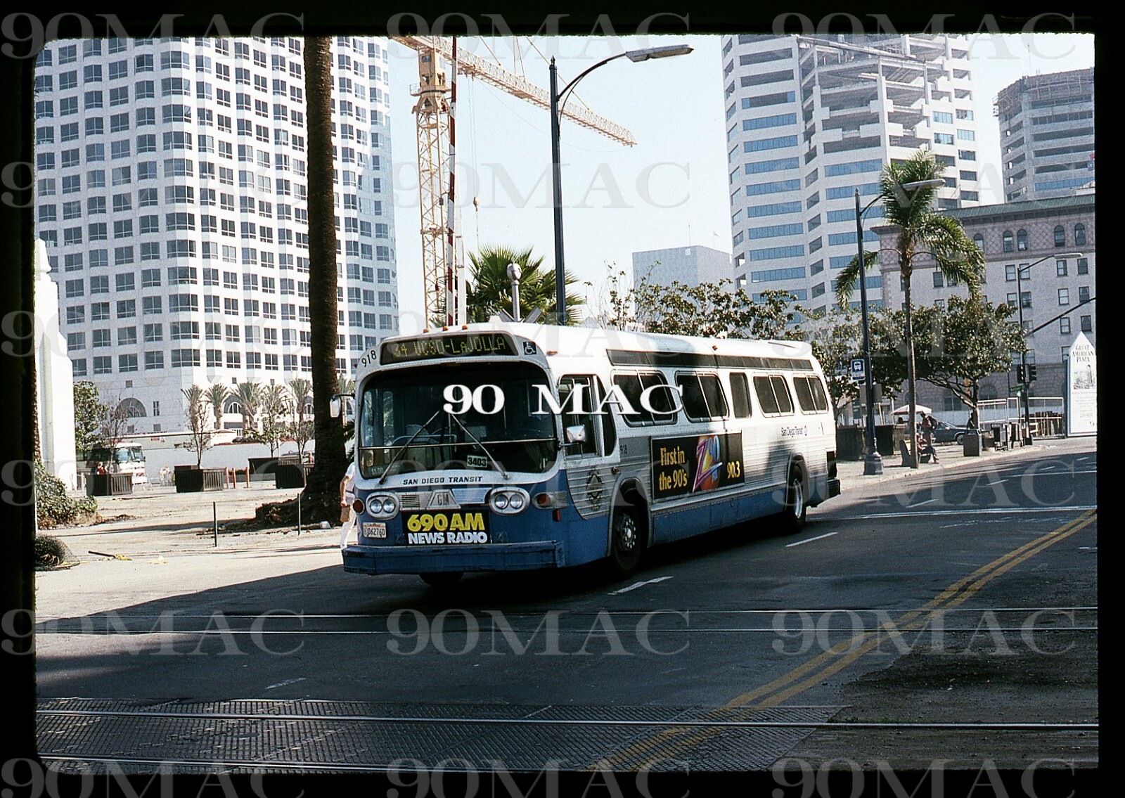 SDT-MTS. GM COACH BUS #918. San Diego (CA). Original Slide 1990.