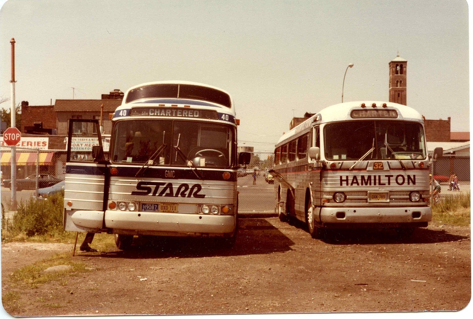 R091 RP 1981 STARR TRANSIT BUS 40 P8M4905A & HAMILTON BUS 32 PD4104 CONEY ISLAND
