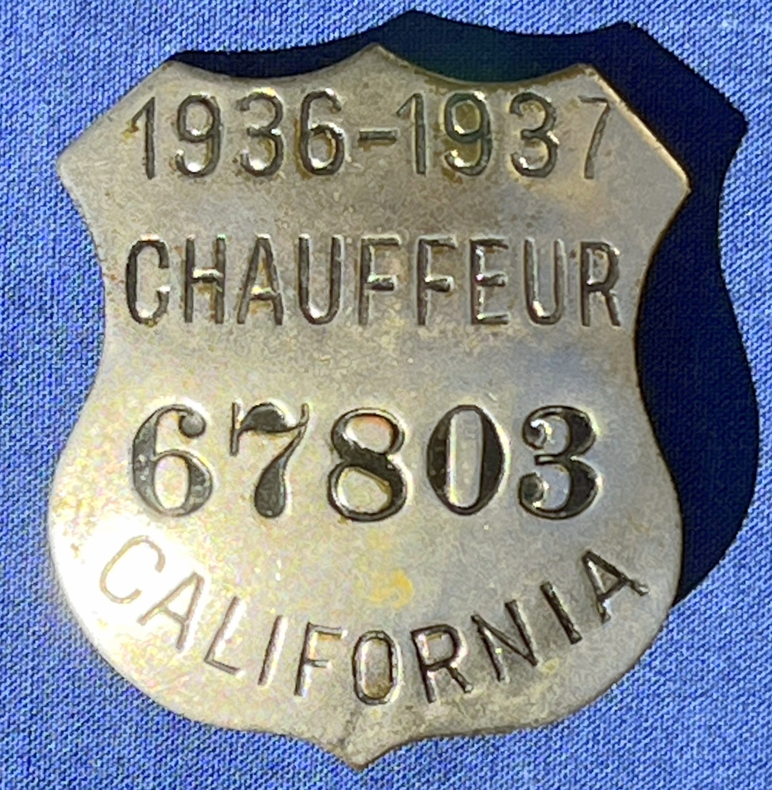 ✅ VINTAGE 1936-1937 California State Chauffeur Pin Badge, CA Taxi Bus Henry Moss