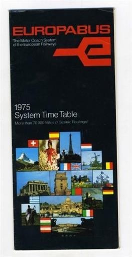 Europabus 1975 The Motor Coach System Time Table European Railways