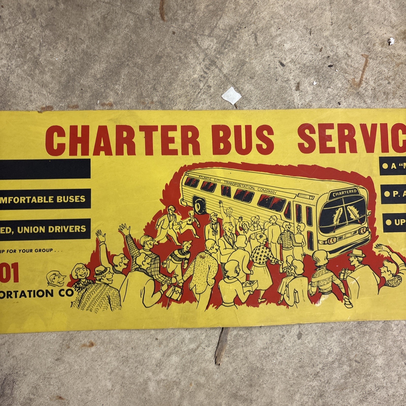 Atlantic City Transportation Company Bus Sign 42×11
