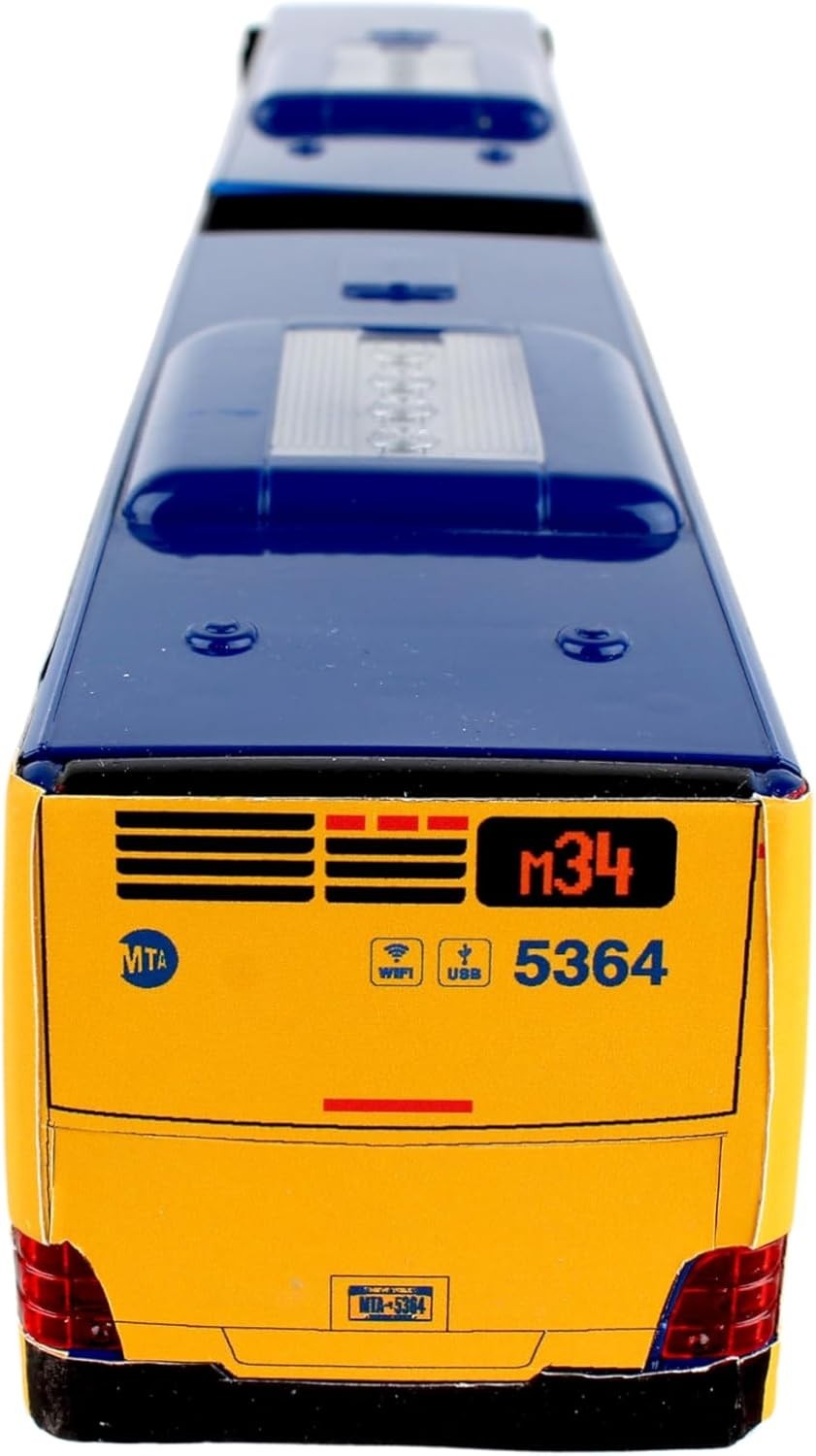 RT8571 16″ Articulated NYC Bus Toy – Blue/Brown//