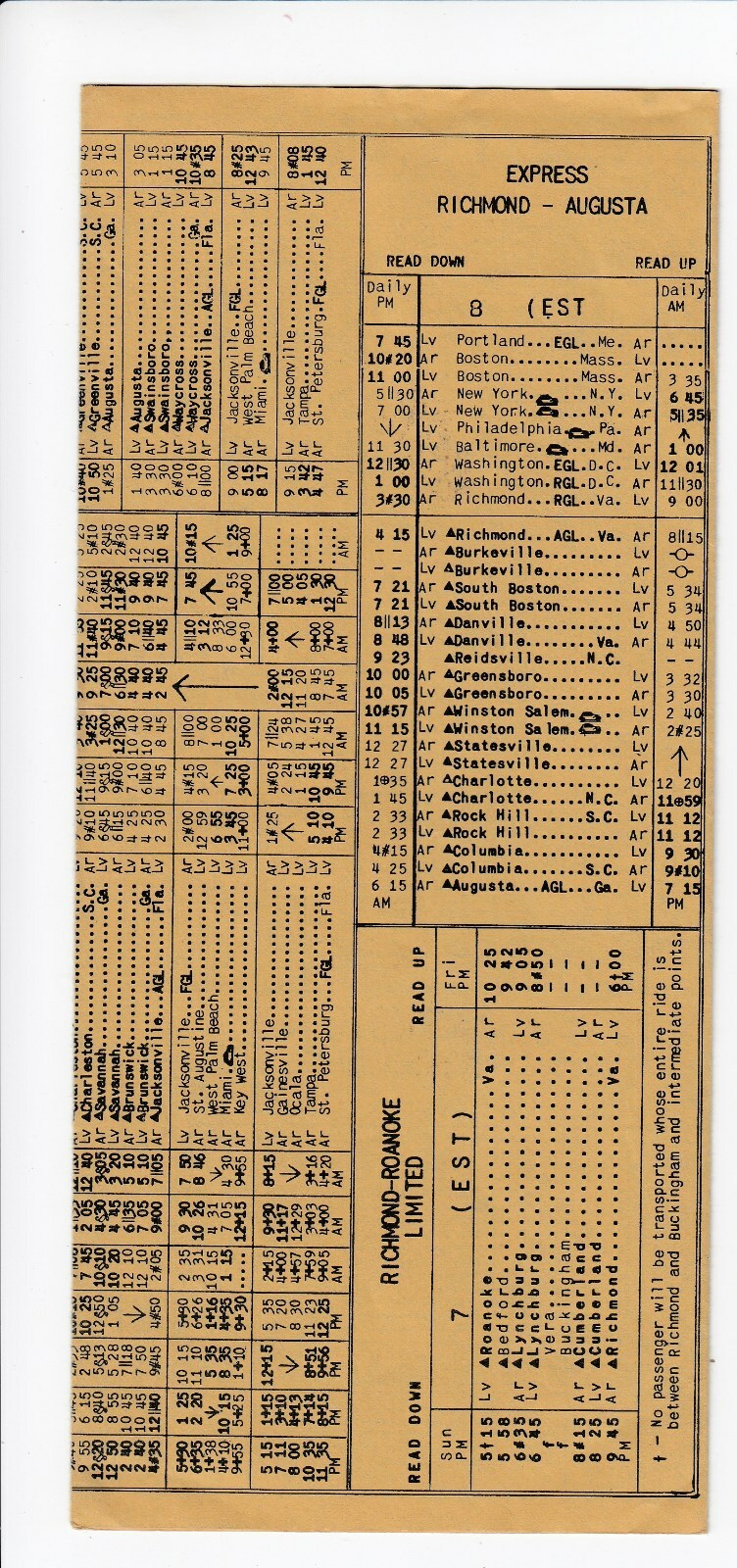 1957 Atlantic Greyhound Time Table Scenicruisers U-33