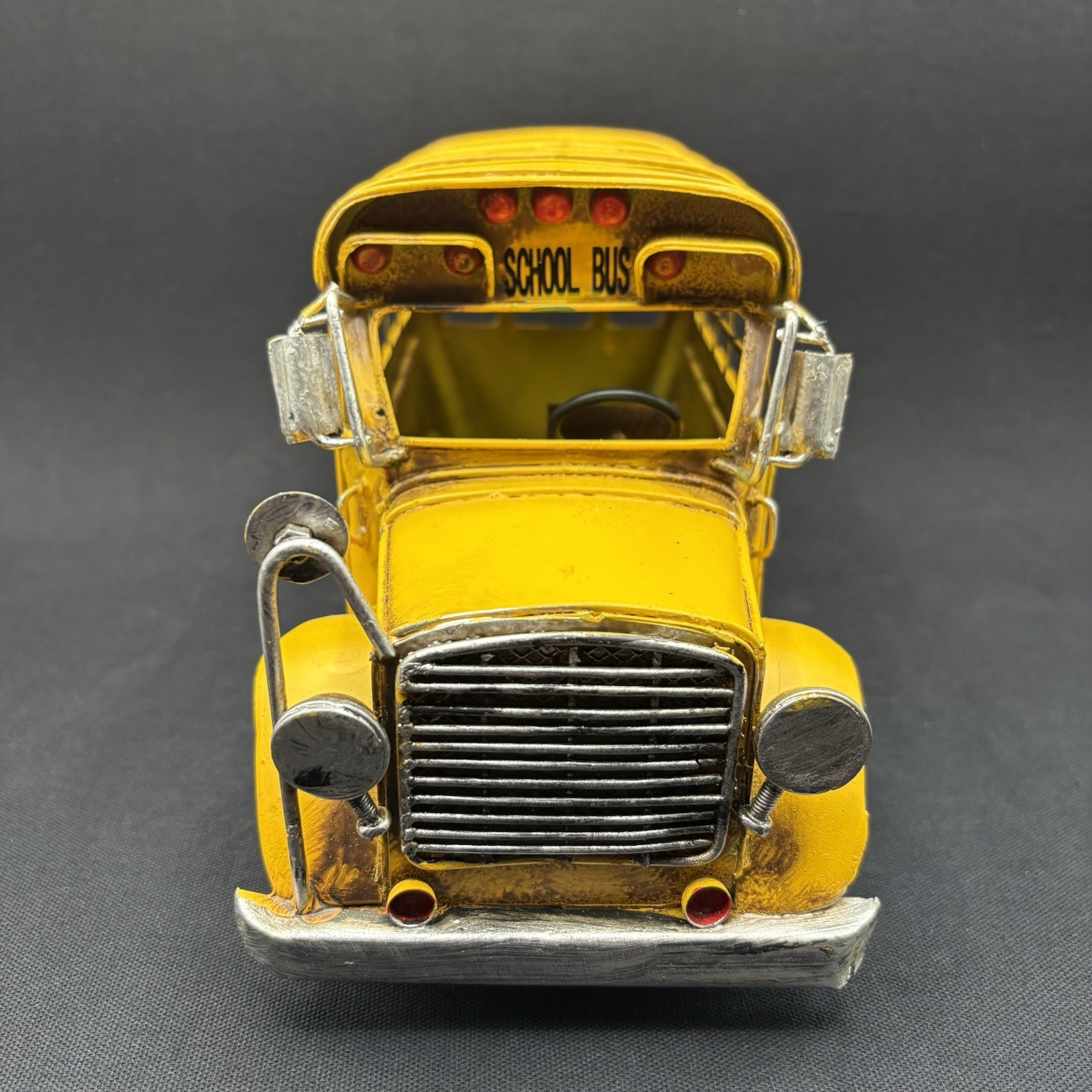 PETERSON ARTWARES Yellow 10.5 x 5 x 6” Metal Model School Bus Decor Gift Toy
