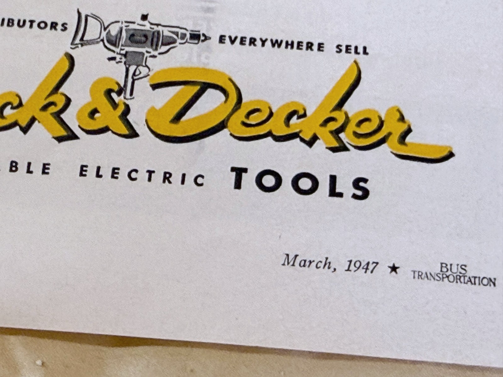 vtg BUS print ad Black & Decker 1/2″ Standard Drill advertisement March 1947