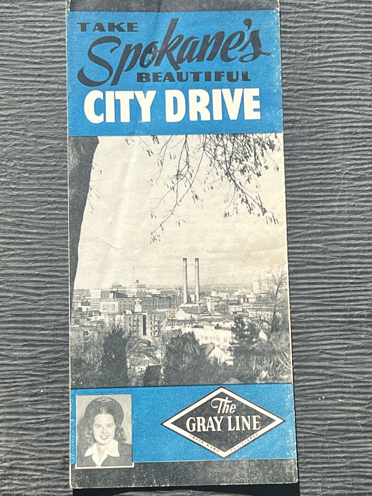 Vintage Spokane City Drive Tour Brochure – The Gray Line Washington c. 1940s–50s