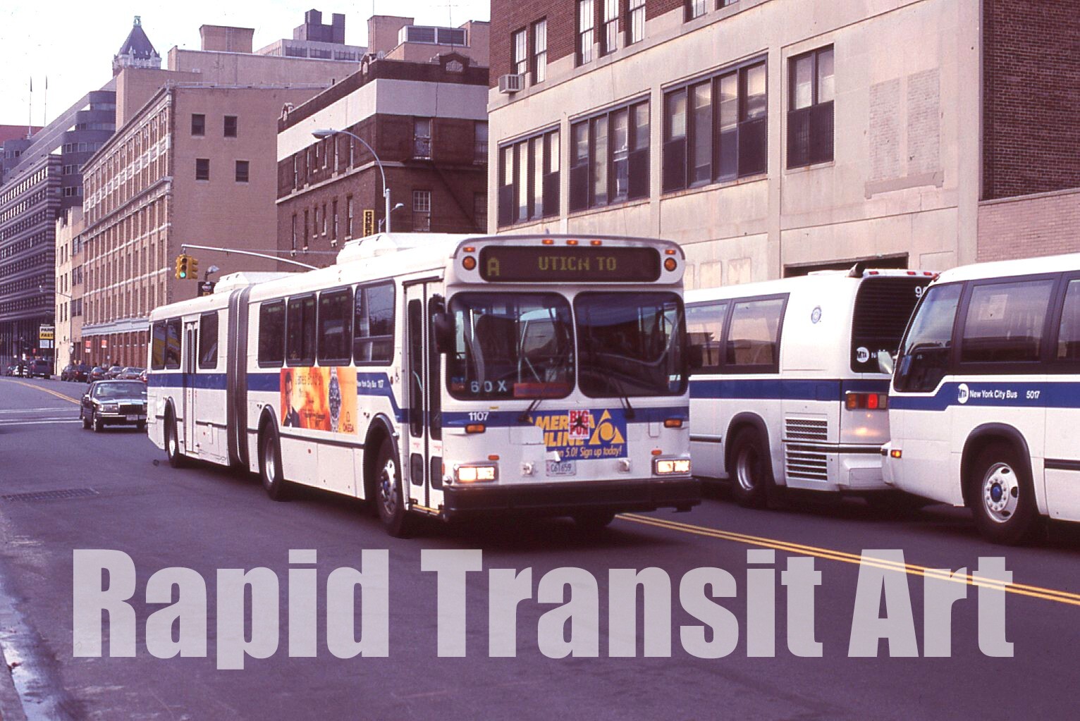 Vintage 2000 Slide New York City Articulated Bus 1107 Hoyt Schermerhorn Brooklyn