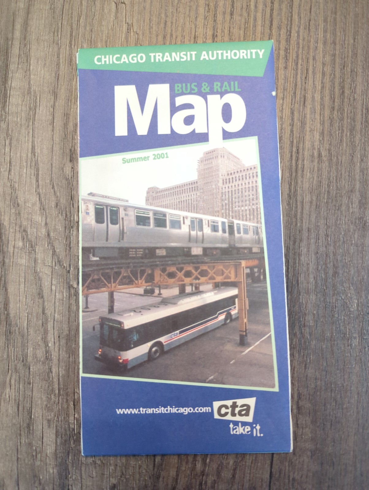 CTA Chicago Transit Authority Route Map Summer 2001 (0B) (4S)